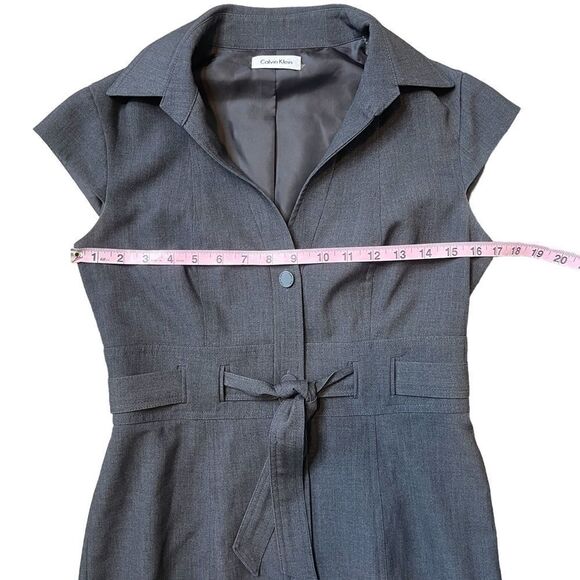 Calvin Klein Black Button Up Cap Sleeve Dress in Charcoal - Picture 13 of 15